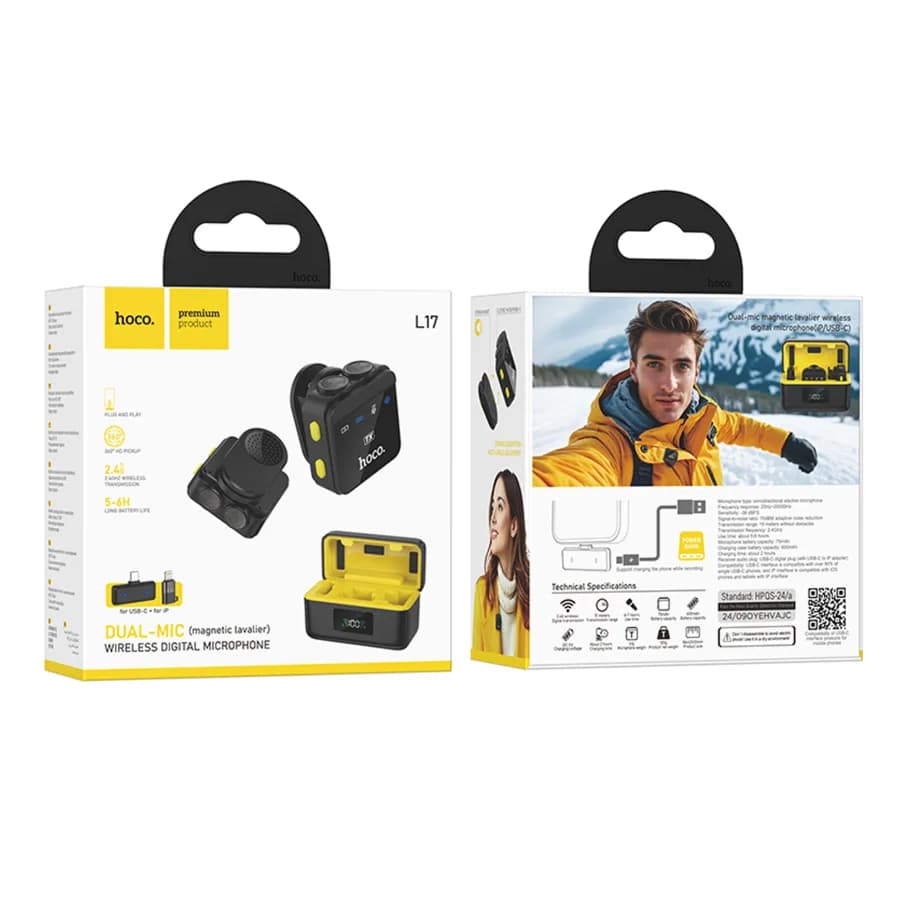Беспроводной микрофон Hoco L17 Dual-Mic Magnetic — 2