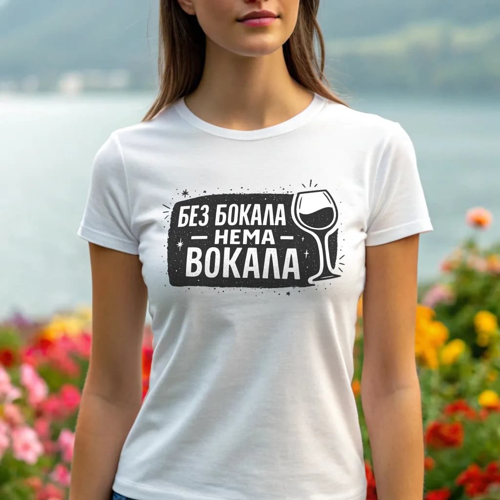 Женская футболка "Без бокала - нема вокала"