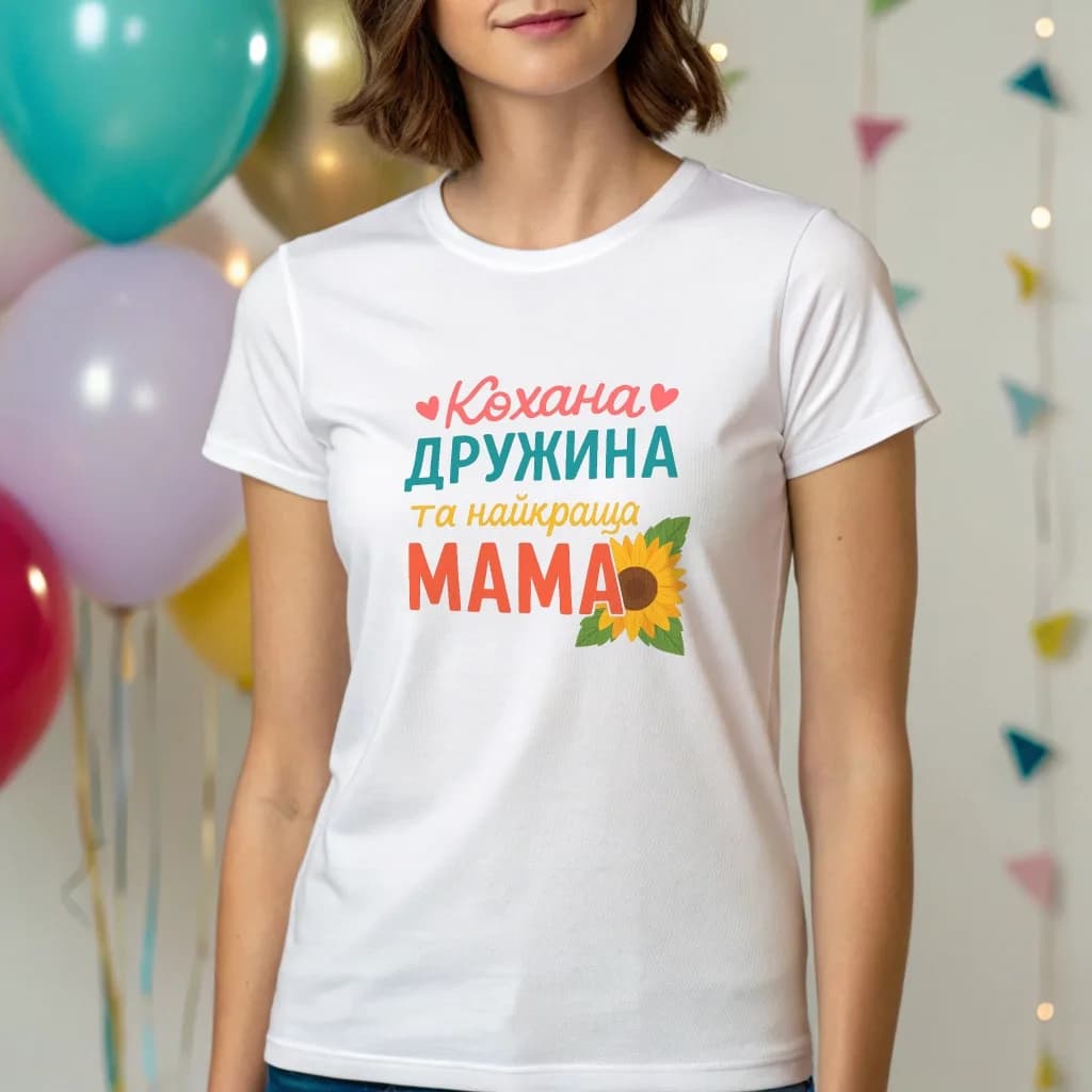 Женская футболка "Кохана дружина та найкраща Мама"