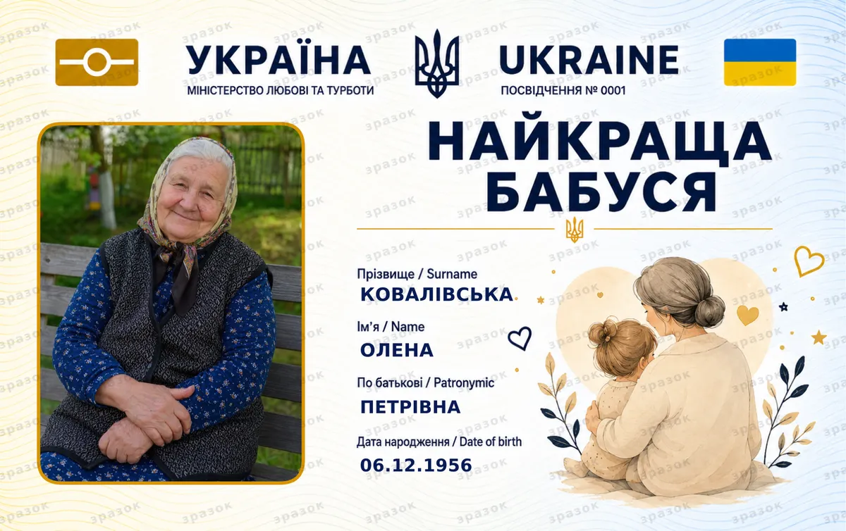 Сувенірне посвідчення «Найкраща бабуся»