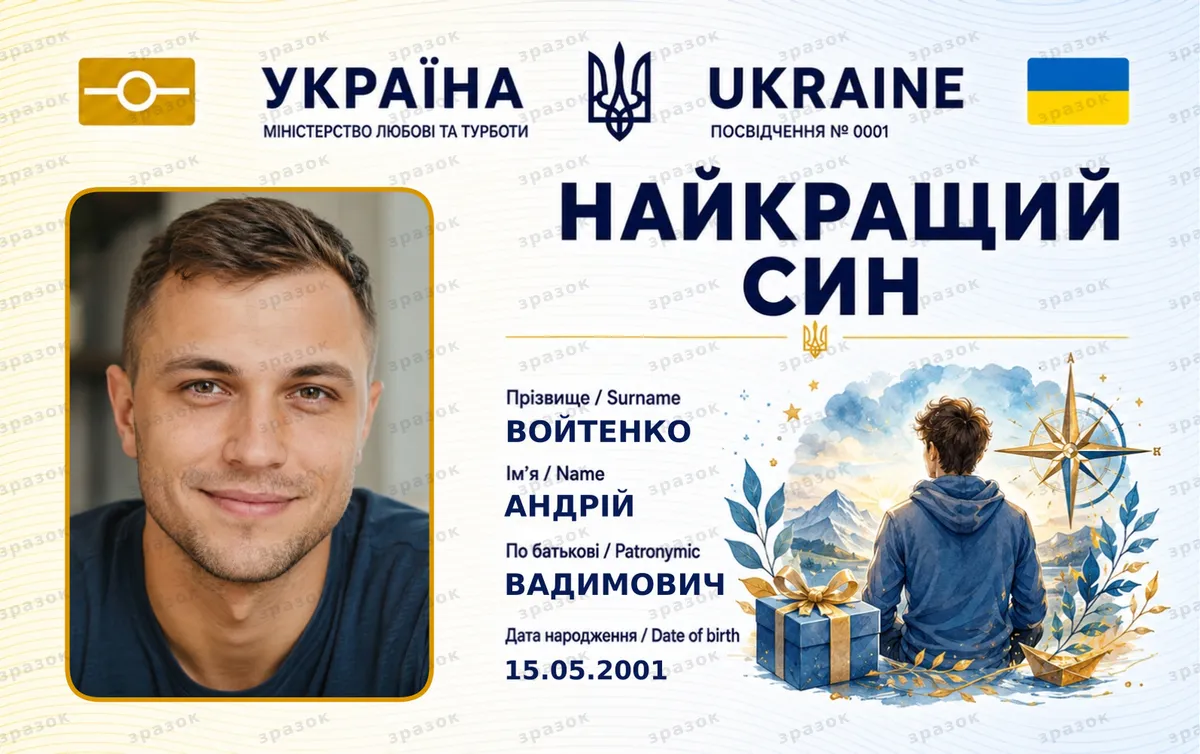 Сувенирное удостоверение «Лучший сын»