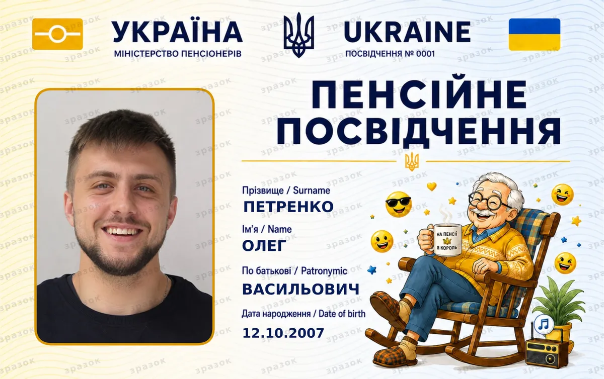 Сувенирное пенсионное удостоверение