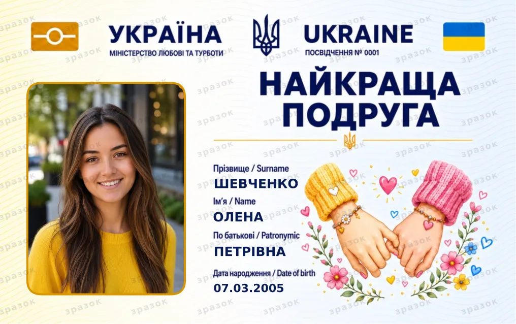 Сувенирное удостоверение «Лучшая подруга»