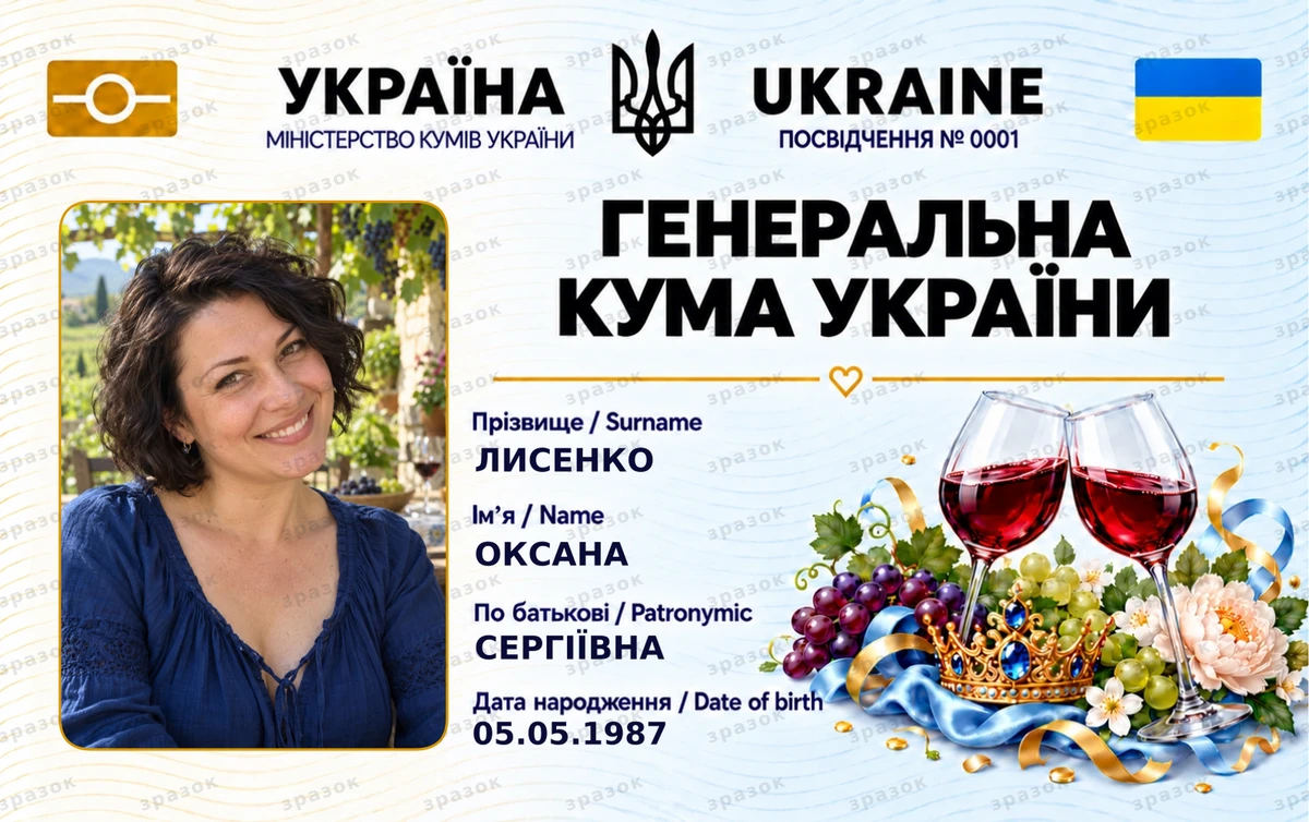 Сувенірне посвідчення «Генеральна кума України» — винне