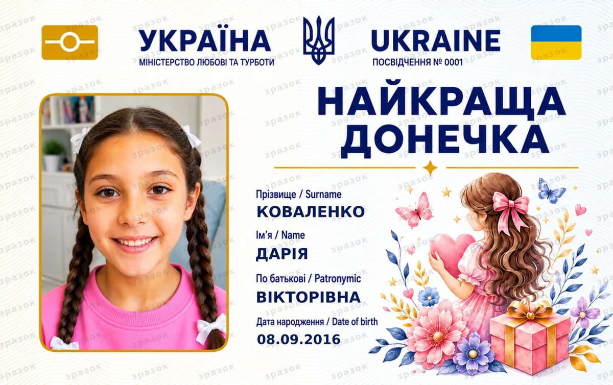 Сувенирное удостоверение «Лучшая дочь»