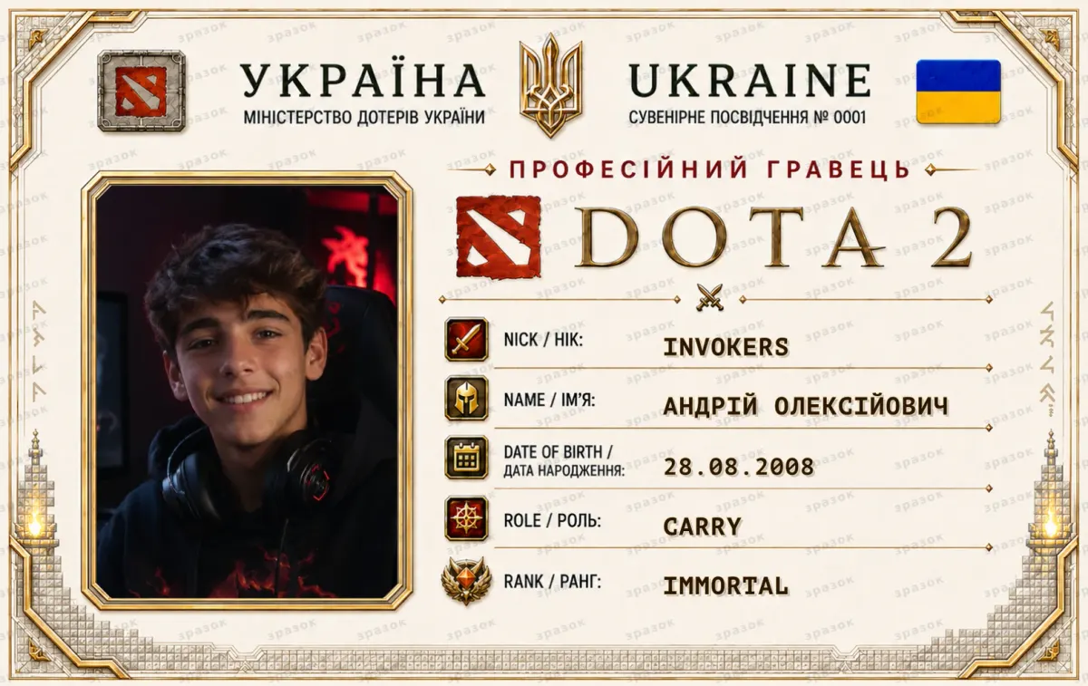 Сувенірне посвідчення гравця Dota 2