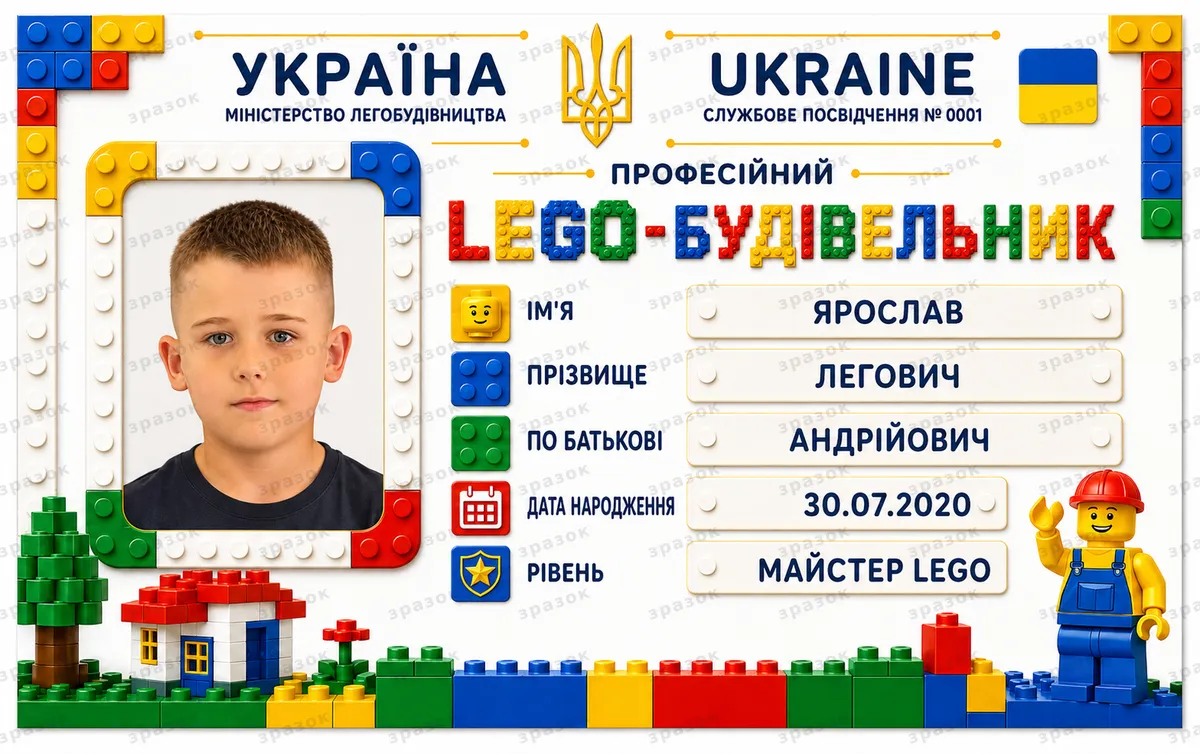 Сувенирное удостоверение LEGO-строителя