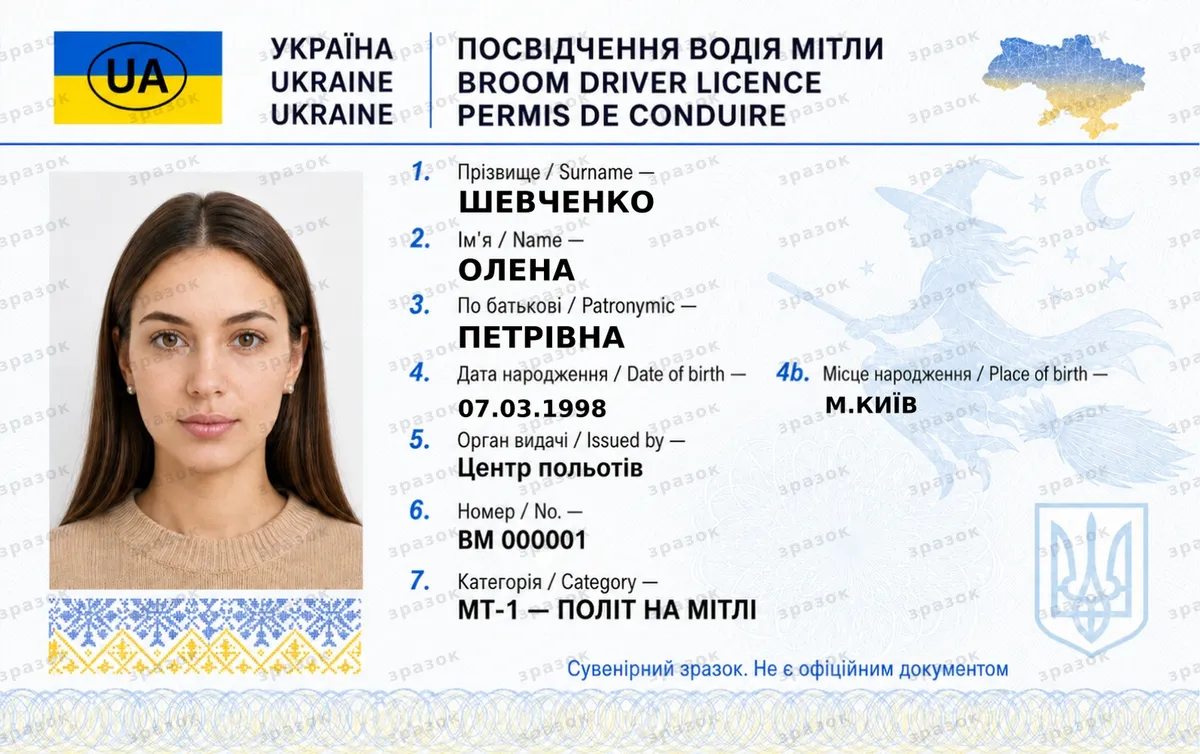 Сувенірне посвідчення «Права на мітлу»
