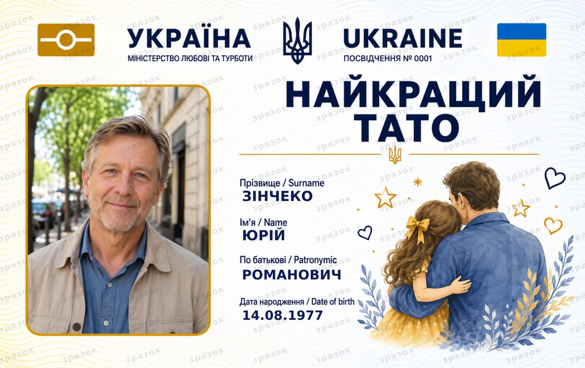 Сувенирное удостоверение «Лучший папа» с дочерью