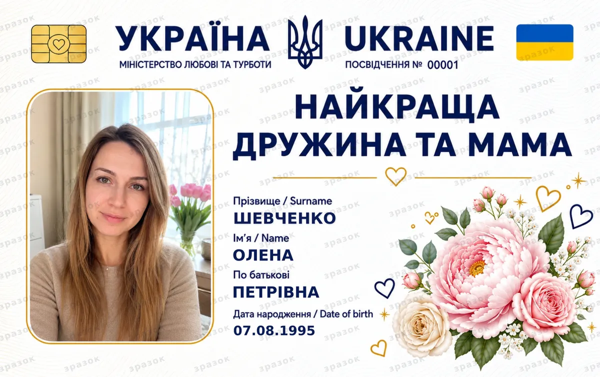 Сувенирное удостоверение «Лучшая жена и мама»