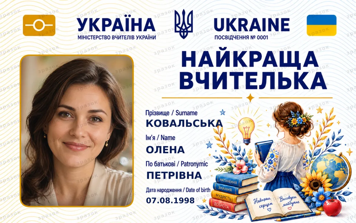 Сувенирное удостоверение «Лучшая учительница»