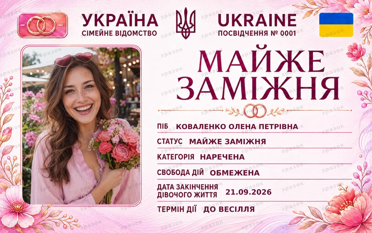 Сувенирное удостоверение «Почти замужем»