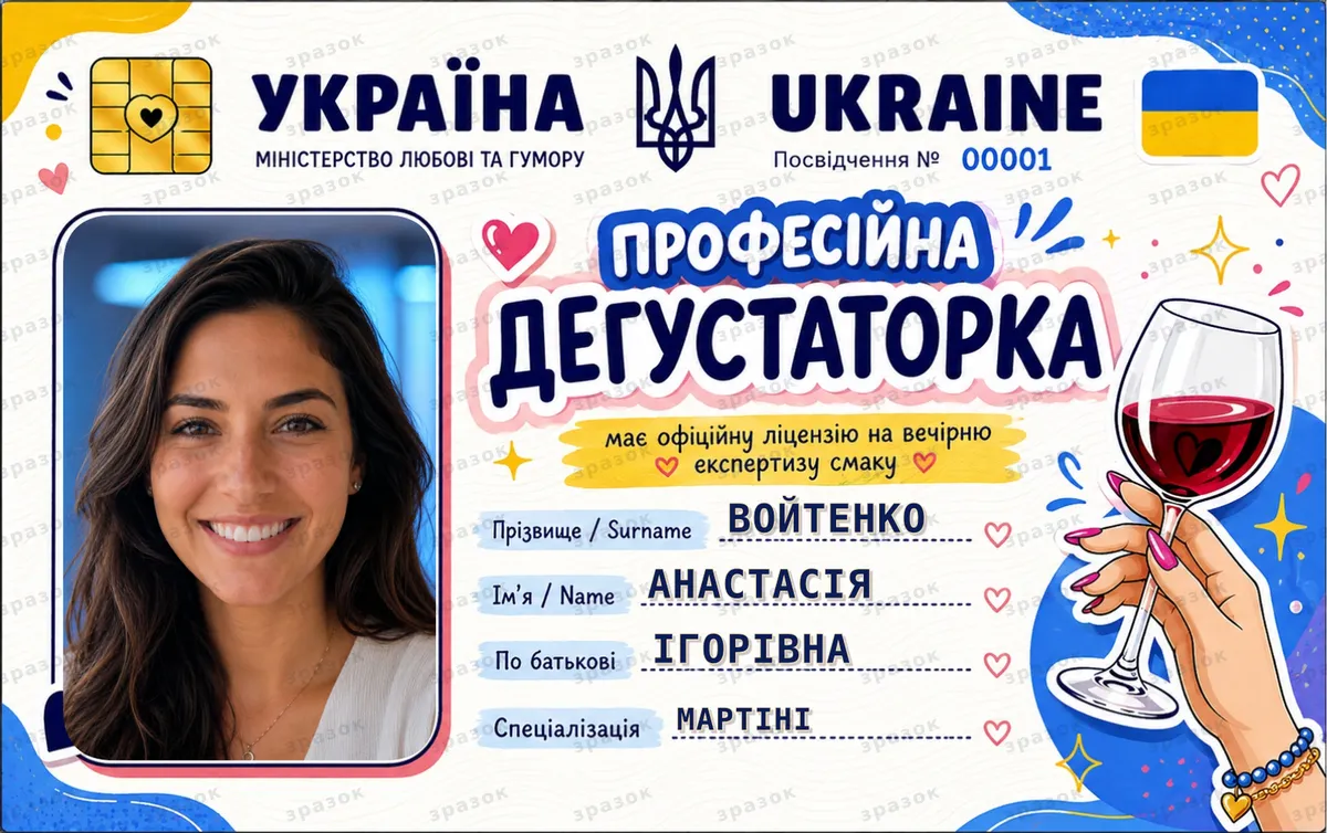 Сувенірне посвідчення дегустаторки Color