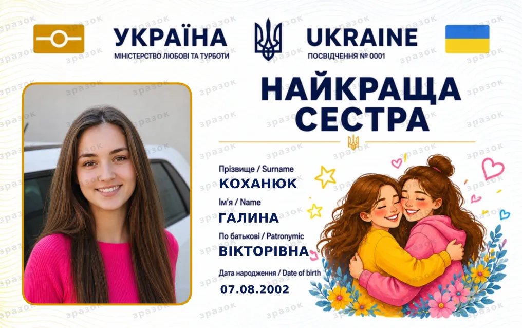 Сувенирное удостоверение «Лучшая сестра»