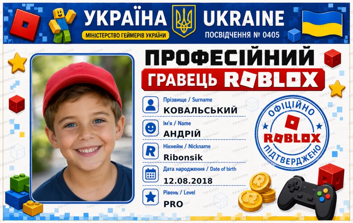 Сувенирное удостоверение игрока Roblox