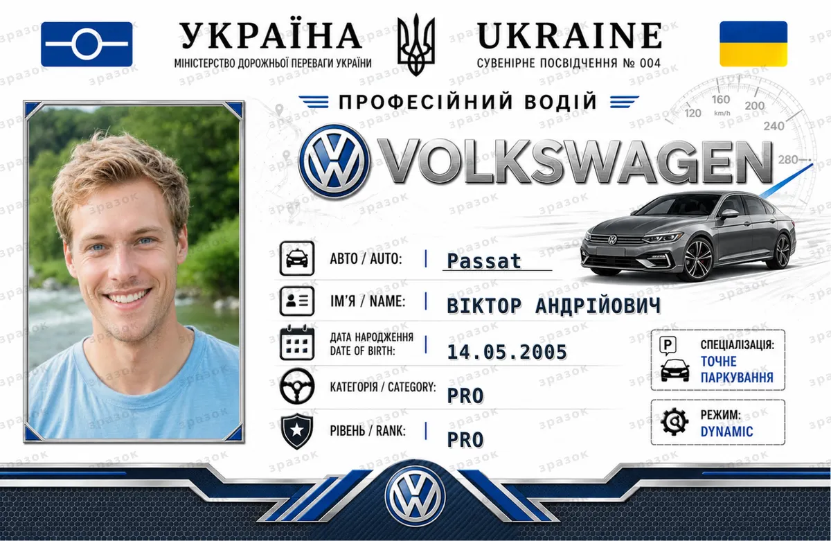 Сувенірне посвідчення водія Volkswagen