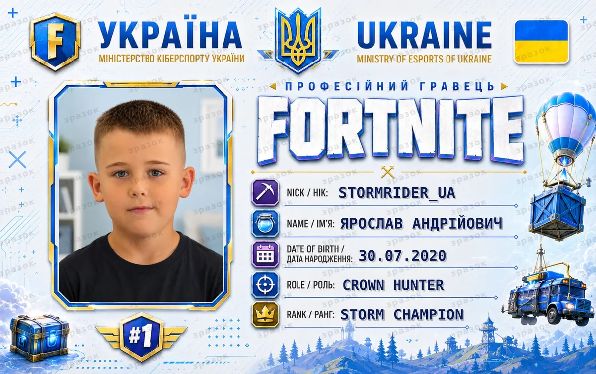 Сувенирное удостоверение игрока Fortnite